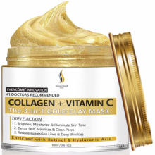 Masque Visage Collagène + Vitamine C Argile d&#39;Or Masque Anti-Points Noirs